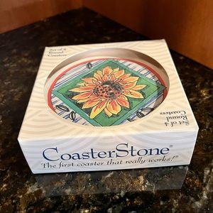 NWT CoasterStone Coasters, Sunflower Design, Set of 3